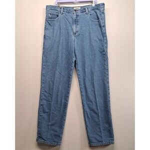 L.L. Bean Flannel Lined Denim Jeans 40x34 Mens Blue Classic Fit Plaid Lined